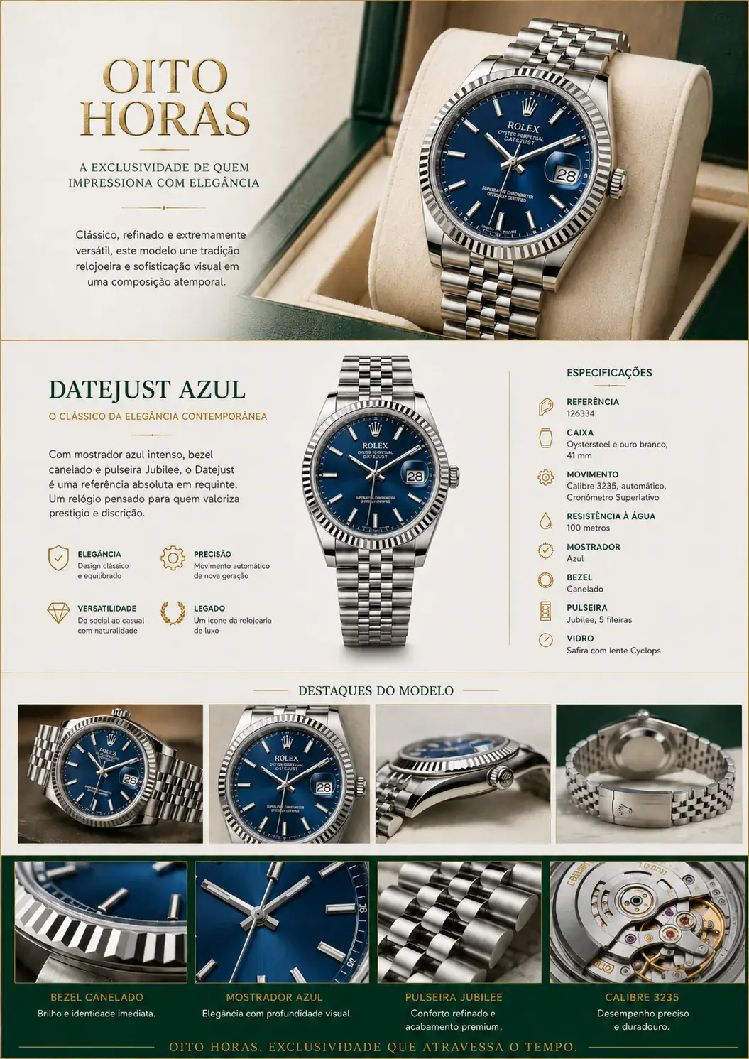 Apresentação Rolex Datejust — Azul