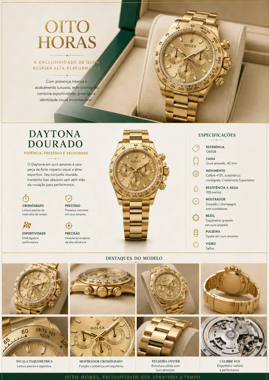Apresentação Rolex Daytona — Dourado