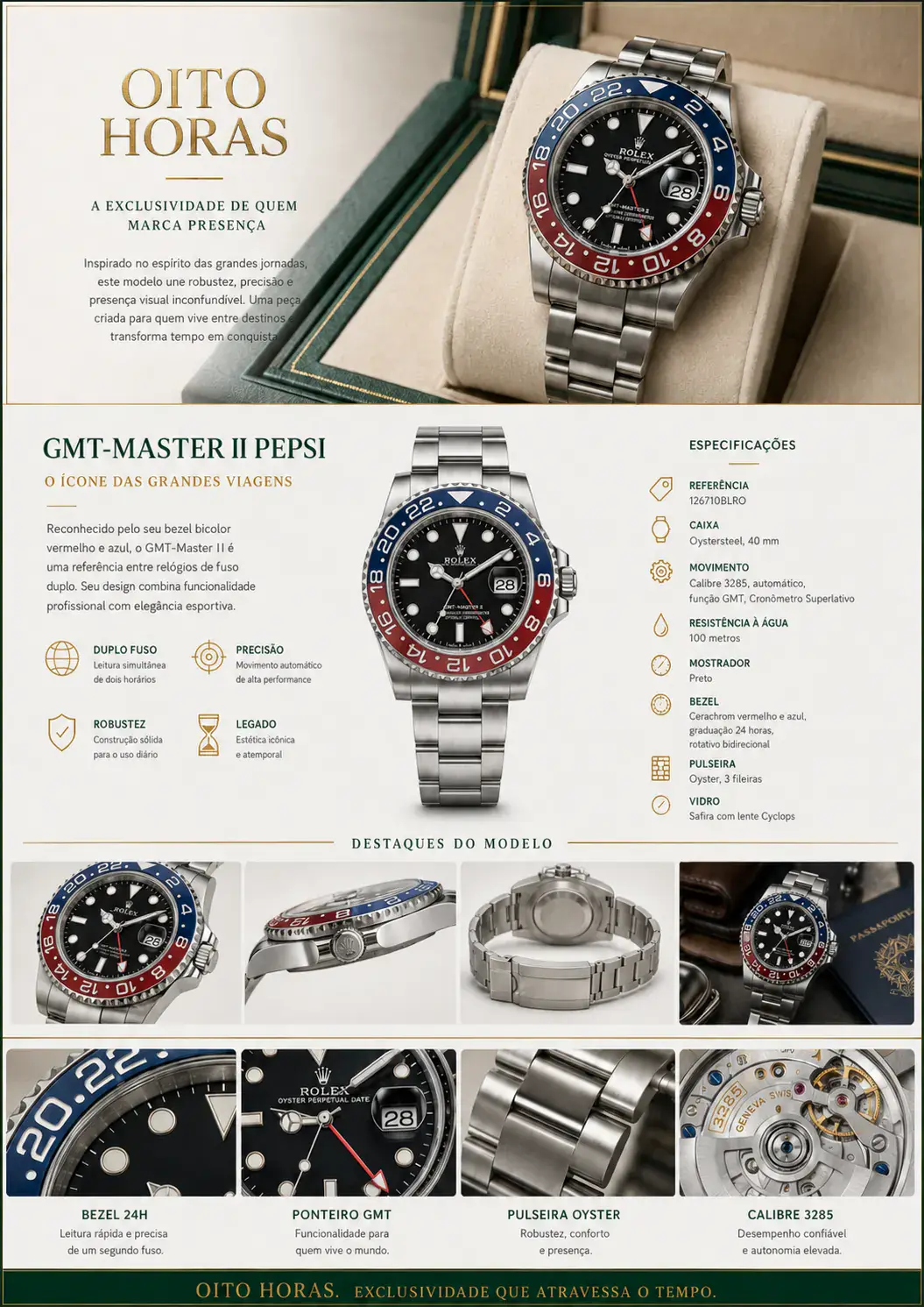 Apresentação Rolex GMT Master II Pepsi — Preto Vermelho