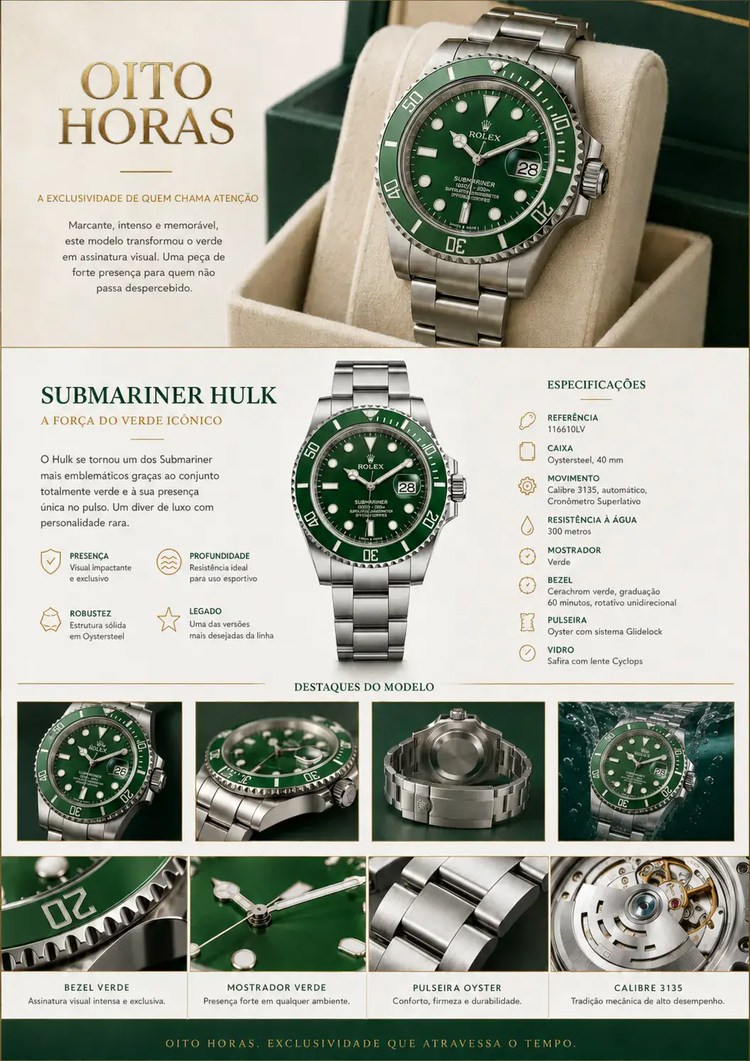 Apresentação Rolex Submariner Hulk — Verde