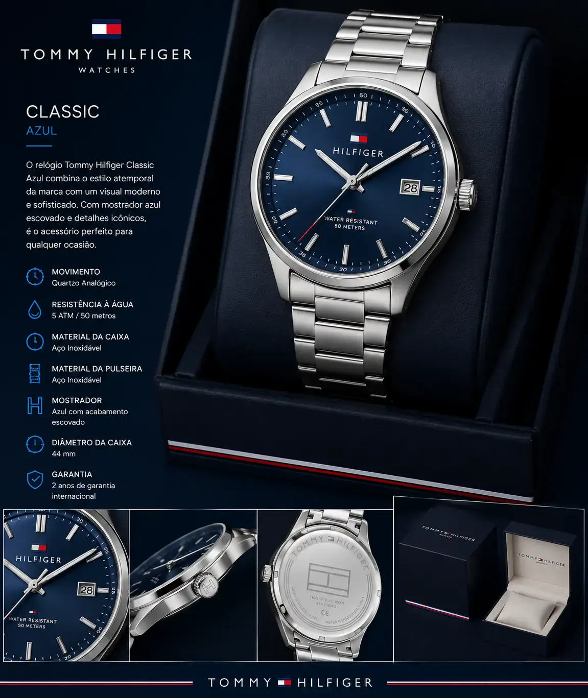 Apresentação Tommy Hilfiger Classic Azul — Aço
