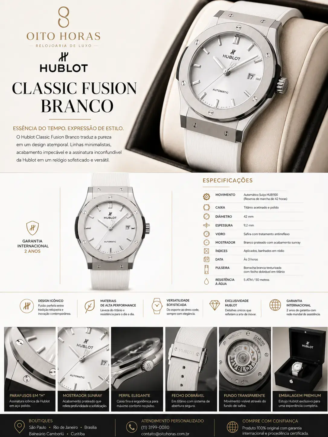Apresentação Hublot Classic Fusion Branco