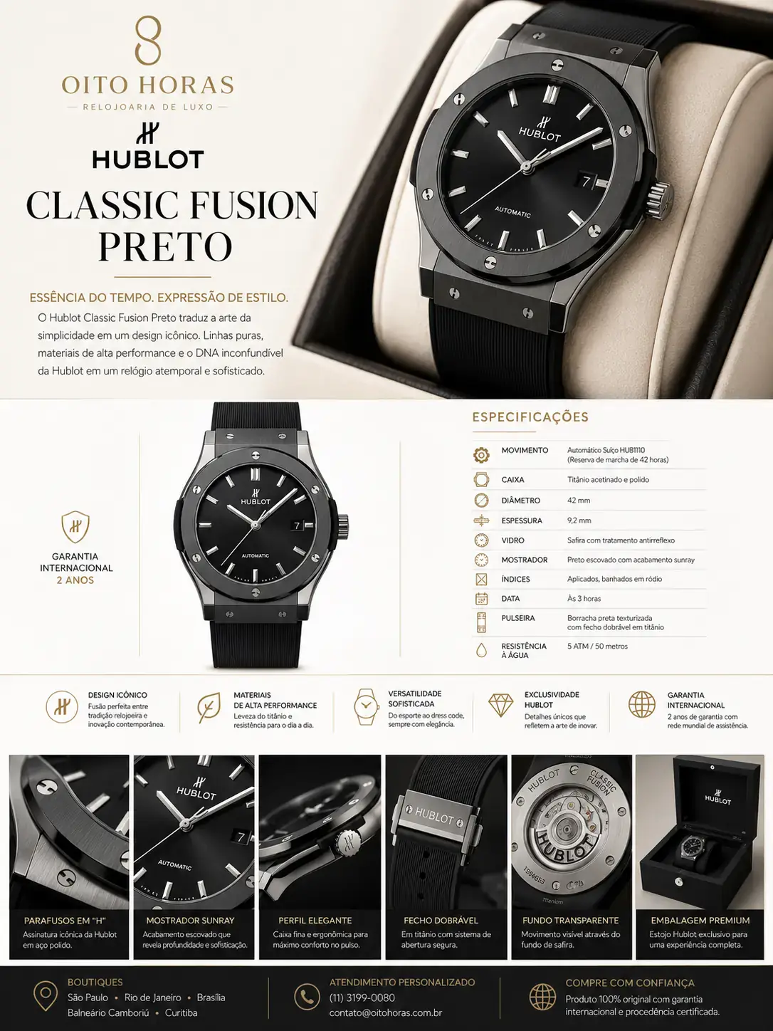Apresentação Hublot Classic Fusion Preto