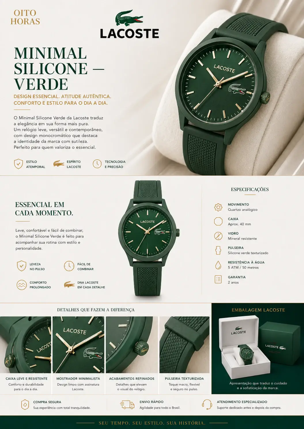 Apresentação Lacoste Minimal Silicone — Verde