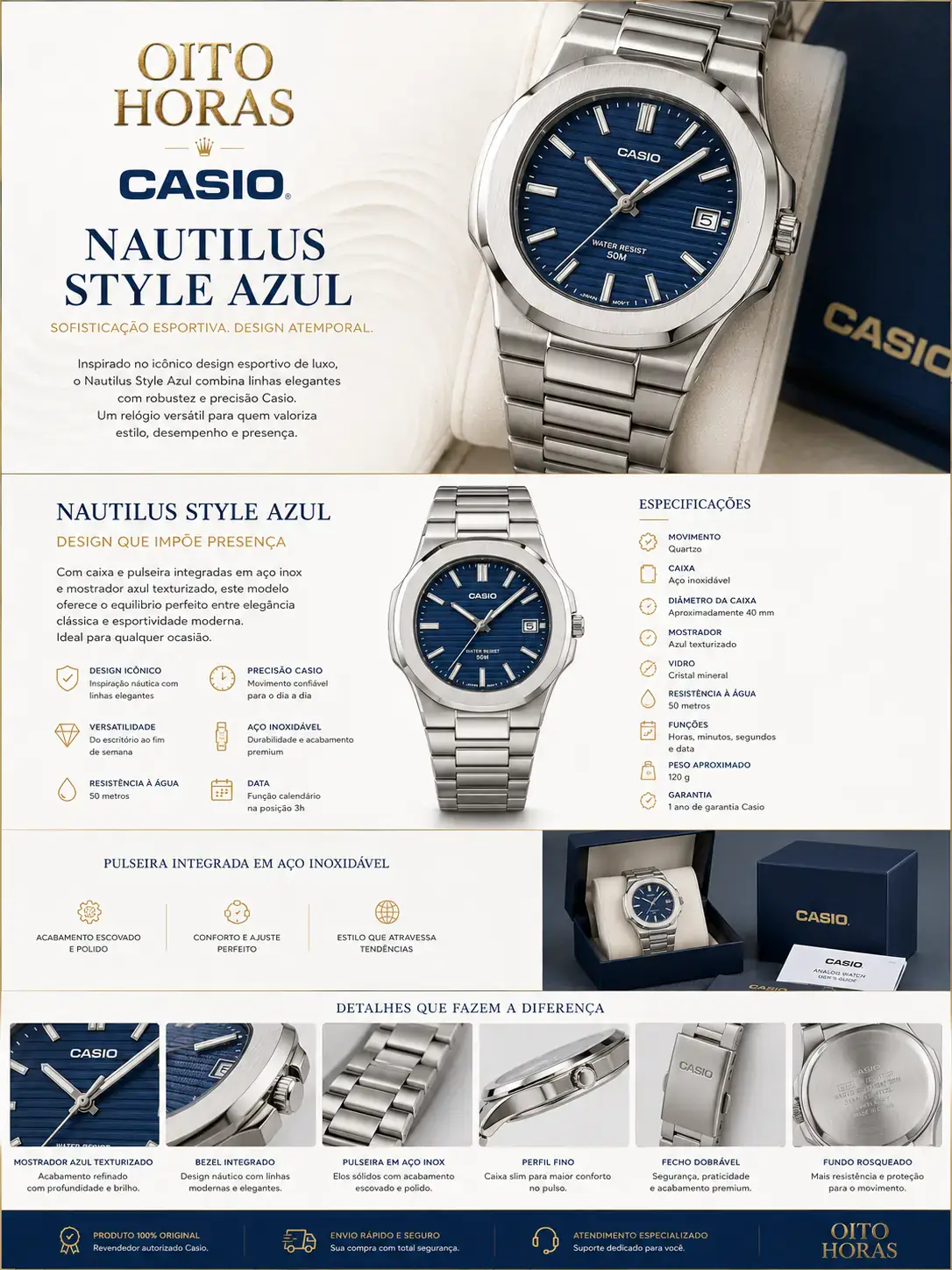Apresentação Casio Nautilus Style Azul