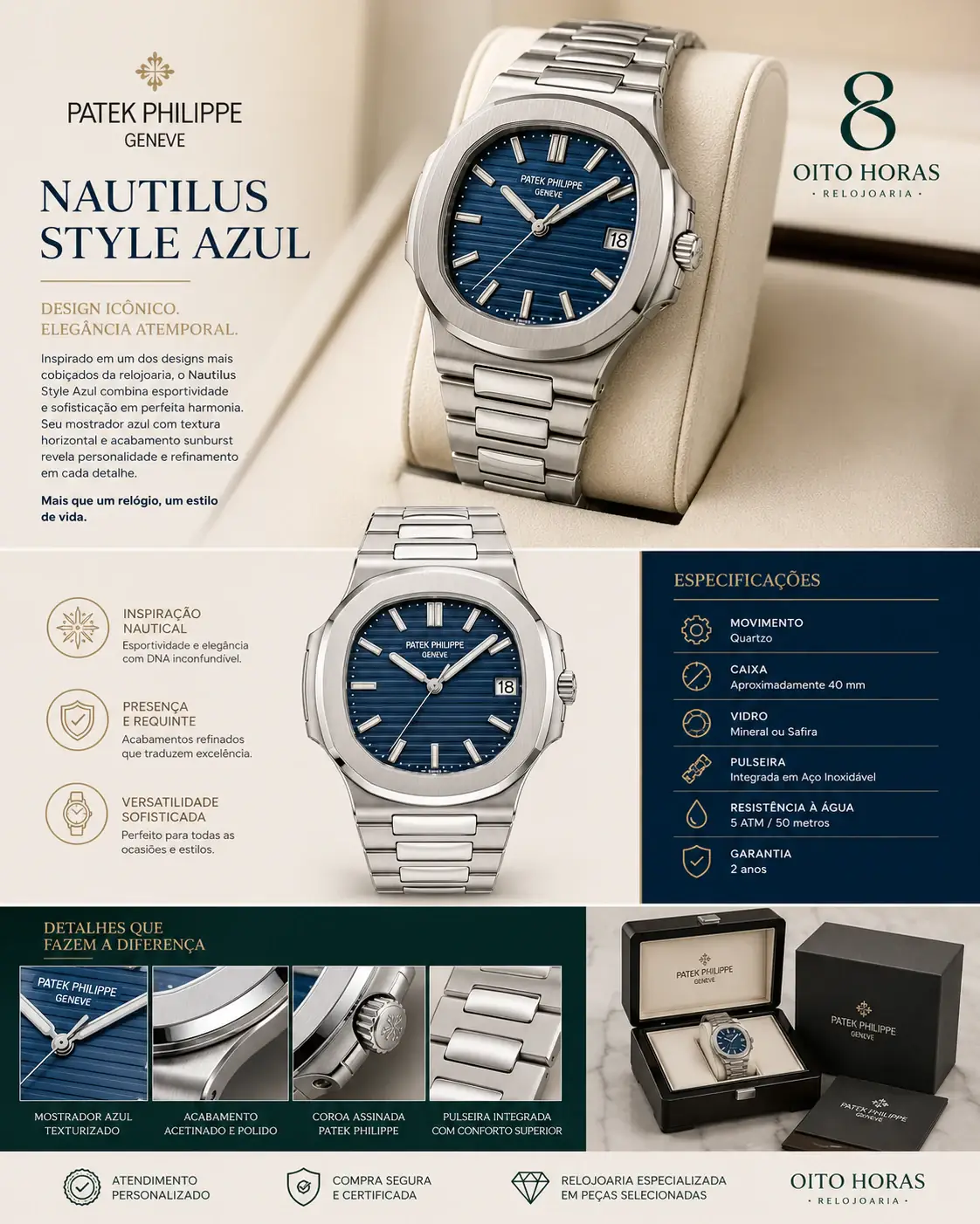 Apresentação Patek Philippe Nautilus Style — Azul