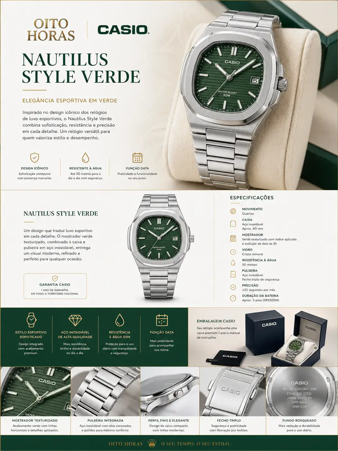 Apresentação Casio Nautilus Style Verde