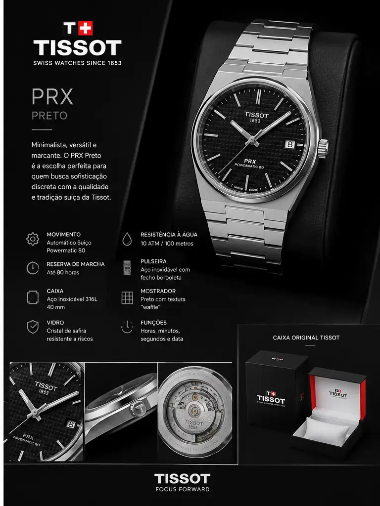 Apresentação Tissot PRX Preto