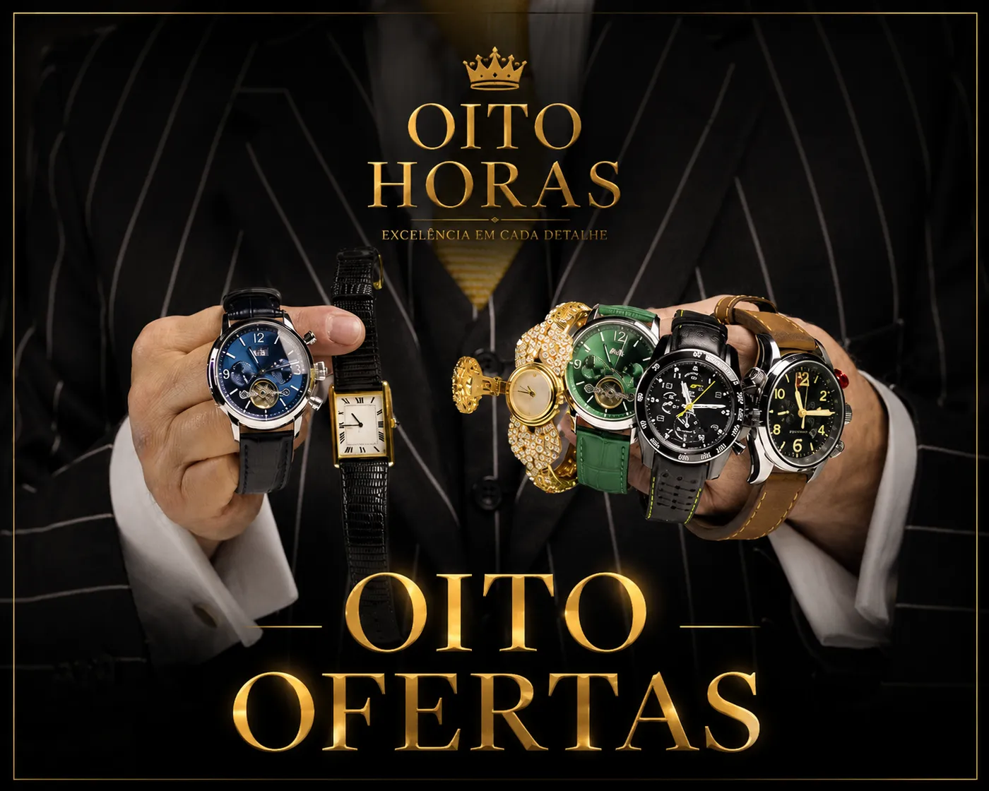 Coleção Oito Ofertas — 2 relógios + 1 brinde + boné Polo Ralph Lauren